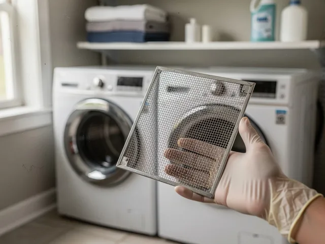 Abington Dryer Vent Cleaning specialist performing detailed lint trap cleaning service in Abington