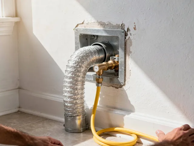 Abington Dryer Vent Cleaning certified technician performing specialized gas dryer vent cleaning in Abington